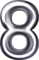 Silver metal number eight png