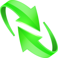 Green 3D glossy curve arrows png