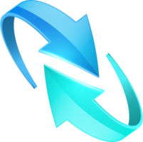 Blue 3D glossy curve arrows png