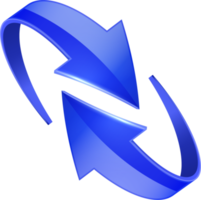 Blue 3D glossy curve arrows png