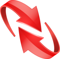 Red 3D glossy curve arrows png