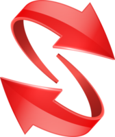 Red 3D glossy curve arrows png