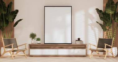 Japan room Minimal cabinet for tv interior wall mockup,3d rendering photo