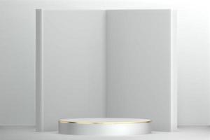 Modern white background and white podium show cosmetic product geometric. 3D rendering photo