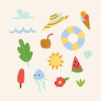 Cute and Colorful Childish Summer Elements vector