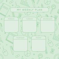 Green Weekly Planner with a Seamless Pattern vector