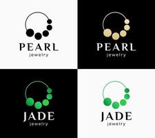 joyería tienda piedra preciosa perla jade antiguo lujo moda logotipo diseño vector