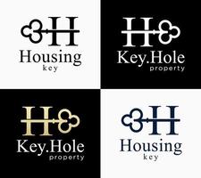 Letter H Monogram Initial Identity And Key Symbol Shape Home Property Logo Design Vector