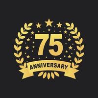 75 Anniversary celebration design, luxurious golden color 75 years Anniversary design. vector