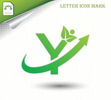 Natural letter Y with eco logo design template vector