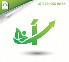 Natural letter I with eco logo design template vector