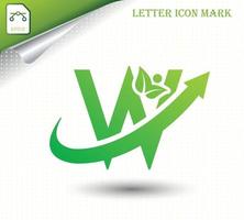 Natural letter W with eco logo design template vector