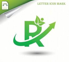 Natural letter R with eco logo design template vector