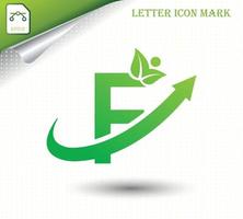 Natural letter F with eco logo design template vector