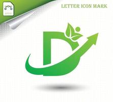 Natural letter D with eco logo design template vector