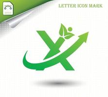 Natural letter X with eco logo design template vector