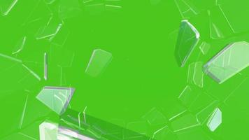 rotto bicchiere - frantumarsi bicchiere effetto 4k animazione su verde schermo sfondo - rotto finestra su croma chiave video
