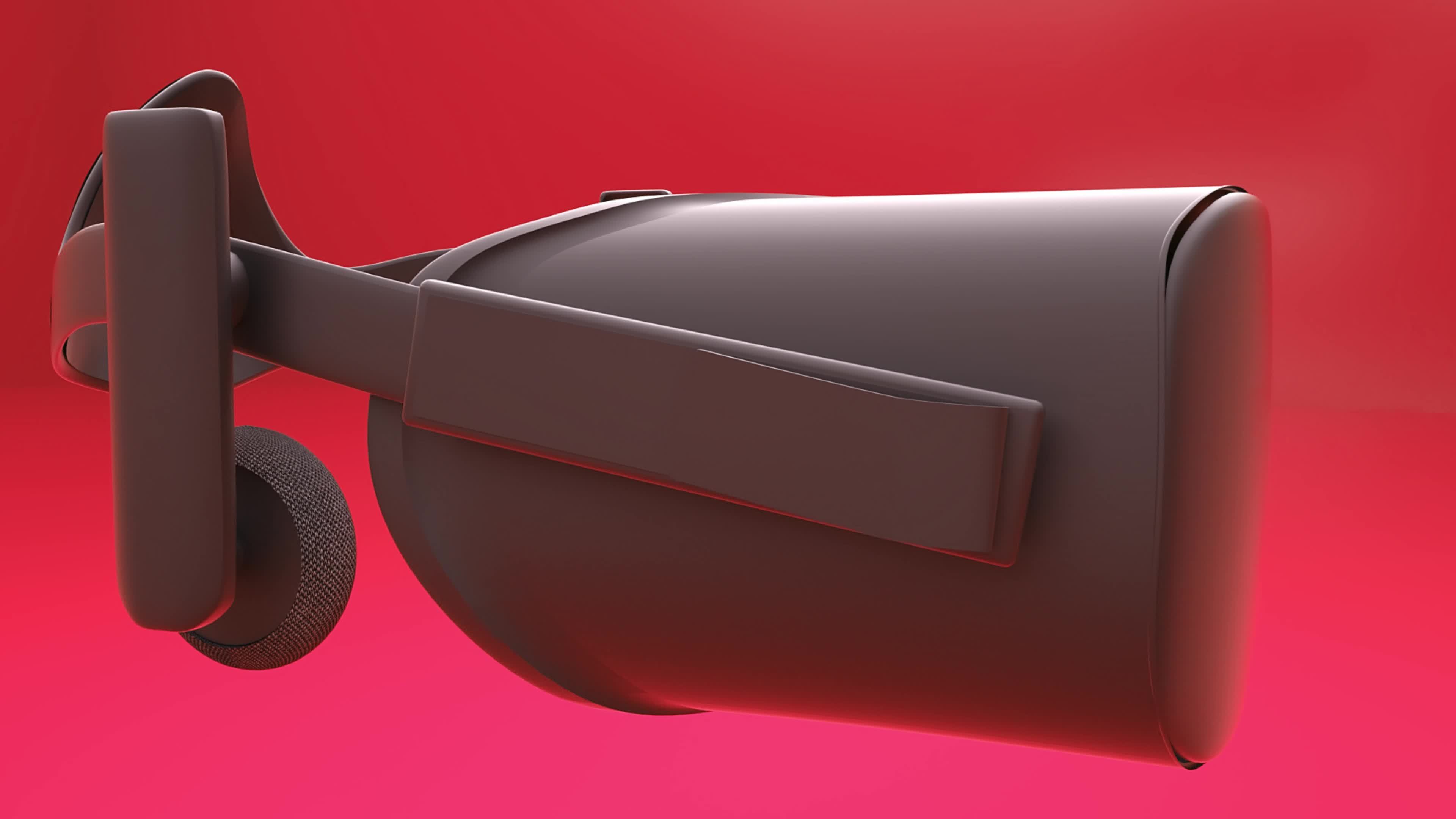 3D render of a virtual reality headset and joysticks pointers