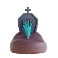 túmulo de ilustração 3D com mãos de zumbi png