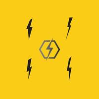 Thunder and Bolt Lighting Flash Icons Set. Flat Style on Dark Background. Vector - Vector