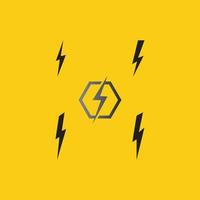 Thunder and Bolt Lighting Flash Icons Set. Flat Style on Dark Background. Vector - Vector