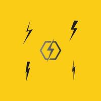 Thunder and Bolt Lighting Flash Icons Set. Flat Style on Dark Background. Vector - Vector