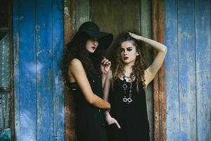 two vintage women as witches photo