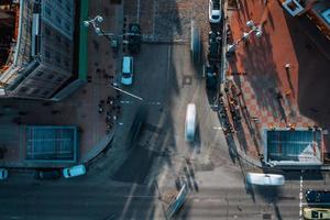 calle de la gran ciudad a vista de pájaro foto