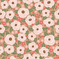 Seamless pattern with white roses. Vector graphics.