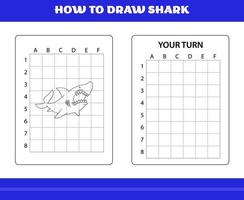 How to Draw Shark for Kids. How to draw shark for relax and meditation. vector