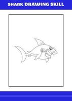 Shark Drawing skill for Kids. Shark drawing skill book for relax and meditation. vector