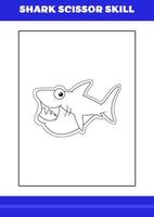 Shark Scissor Skills for Kids. Shark scissor skills for relax and meditation. vector