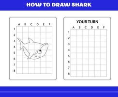 How to Draw Shark for Kids. How to draw shark for relax and meditation. vector