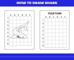 How to Draw Shark for Kids. How to draw shark for relax and meditation. vector