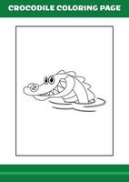 Crocodile Coloring Page. illustration of Cartoon crocodile for Coloring book vector