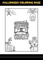 Halloween Quotes Coloring page. Halloween coloring page for kids. vector