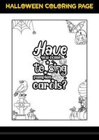 Halloween Quotes Coloring page. Halloween coloring page for kids. vector