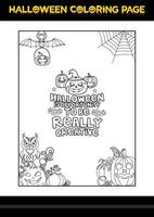 Halloween Quotes Coloring page. Halloween coloring page for kids. vector