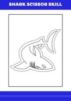 Shark Scissor Skills for Kids. Shark scissor skills for relax and meditation. vector