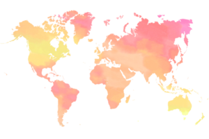 pintura colorida del mapa del mundo del color del agua en fondo transparente. png
