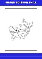 Shark Scissor Skills for Kids. Shark scissor skills for relax and meditation. vector