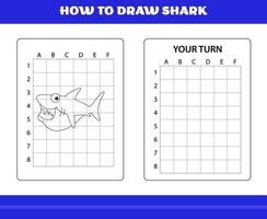 How to Draw Shark for Kids. How to draw shark for relax and meditation. vector