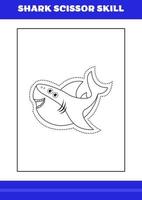 Shark Scissor Skills for Kids. Shark scissor skills for relax and meditation. vector