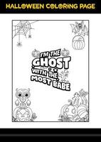 Halloween Quotes Coloring page. Halloween coloring page for kids. vector