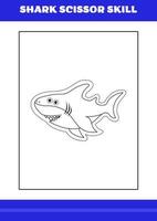 Shark Scissor Skills for Kids. Shark scissor skills for relax and meditation. vector