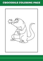 Crocodile Coloring Page. illustration of Cartoon crocodile for Coloring book vector