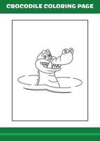 Crocodile Coloring Page. illustration of Cartoon crocodile for Coloring book vector