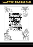 Halloween Quotes Coloring page. Halloween coloring page for kids. vector