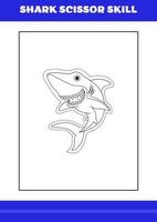 Shark Scissor Skills for Kids. Shark scissor skills for relax and meditation. vector