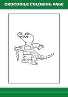 Crocodile Coloring Page. illustration of Cartoon crocodile for Coloring book vector